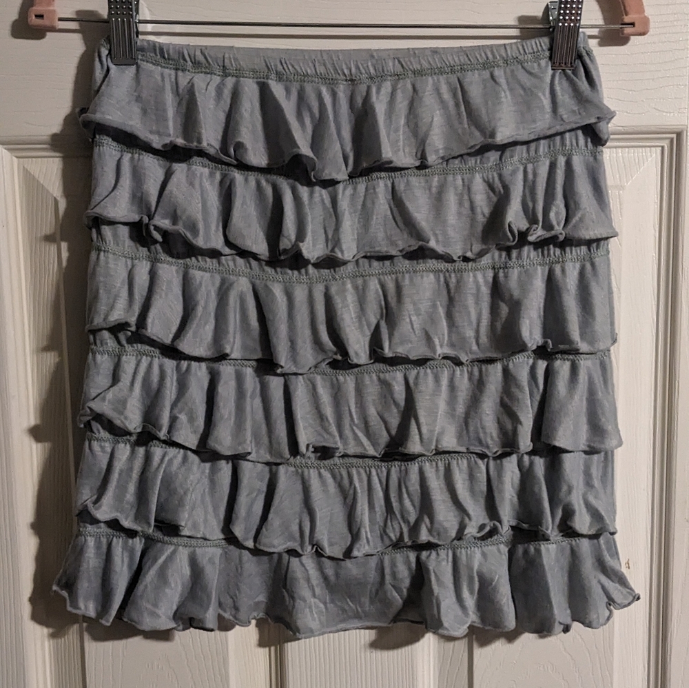 White Rice Light Blue Ruffle Tiered Mini Skirt S Vintage Y2K Festival